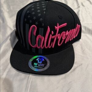 Top Level California Snapback Hat - Black and Pink